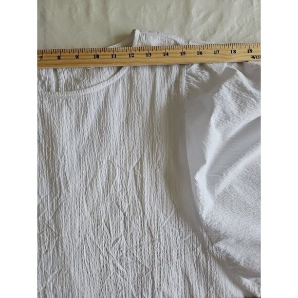 Levi's Blouse Womens 3X White Seersucker Boxy 3/4 Sleeve Slouchy Button Oversize - Picture 5 of 16